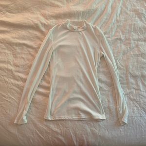 White Mock-Neck Long Sleeve